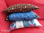 Housses de coussin ethnique zippées vert et blanc rectangulaire 30 x 50 cm