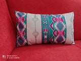 Housses de coussin ethnique zippées vert et blanc rectangulaire 30 x 50 cm