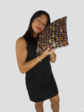 Housse de coussin ethnique carré en wax imprimé bogolan coris