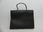Sac à main en wax imprimé bogolan rouge et cuir noir