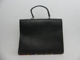 Sac à main en wax imprimé bogolan rouge et cuir noir