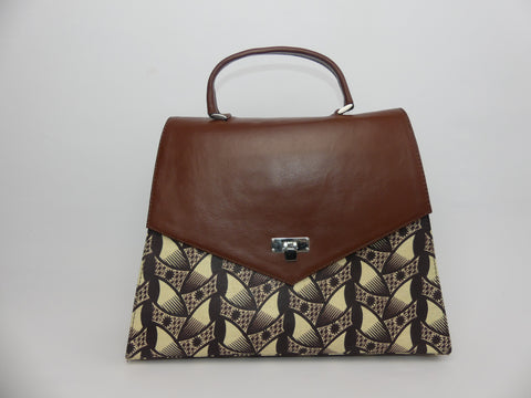 Sac à main en wax et cuir marron style rétro