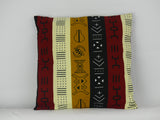 Housse de coussin en pagne imprimé bogolan multicouleur
