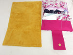 *Kit de change bébé rose clair : trousse de change + tapis à langer +lingettes lavables + gant de toilette