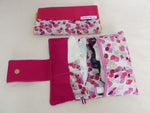 *Kit de change bébé rose clair : trousse de change + tapis à langer +lingettes lavables + gant de toilette