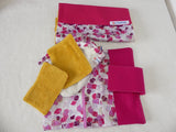 *Kit de change bébé rose clair : trousse de change + tapis à langer +lingettes lavables + gant de toilette