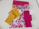 *Kit de change bébé rose clair : trousse de change + tapis à langer +lingettes lavables + gant de toilette