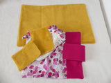 *Kit de change bébé rose clair : trousse de change + tapis à langer +lingettes lavables + gant de toilette