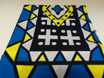 Bogolan bleu jaune et blanc